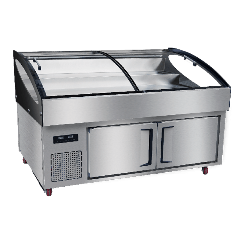 Frigorifero da cucina con bancone del ghiaccio in acciaio inossidabile a tre strati da 1,8 m